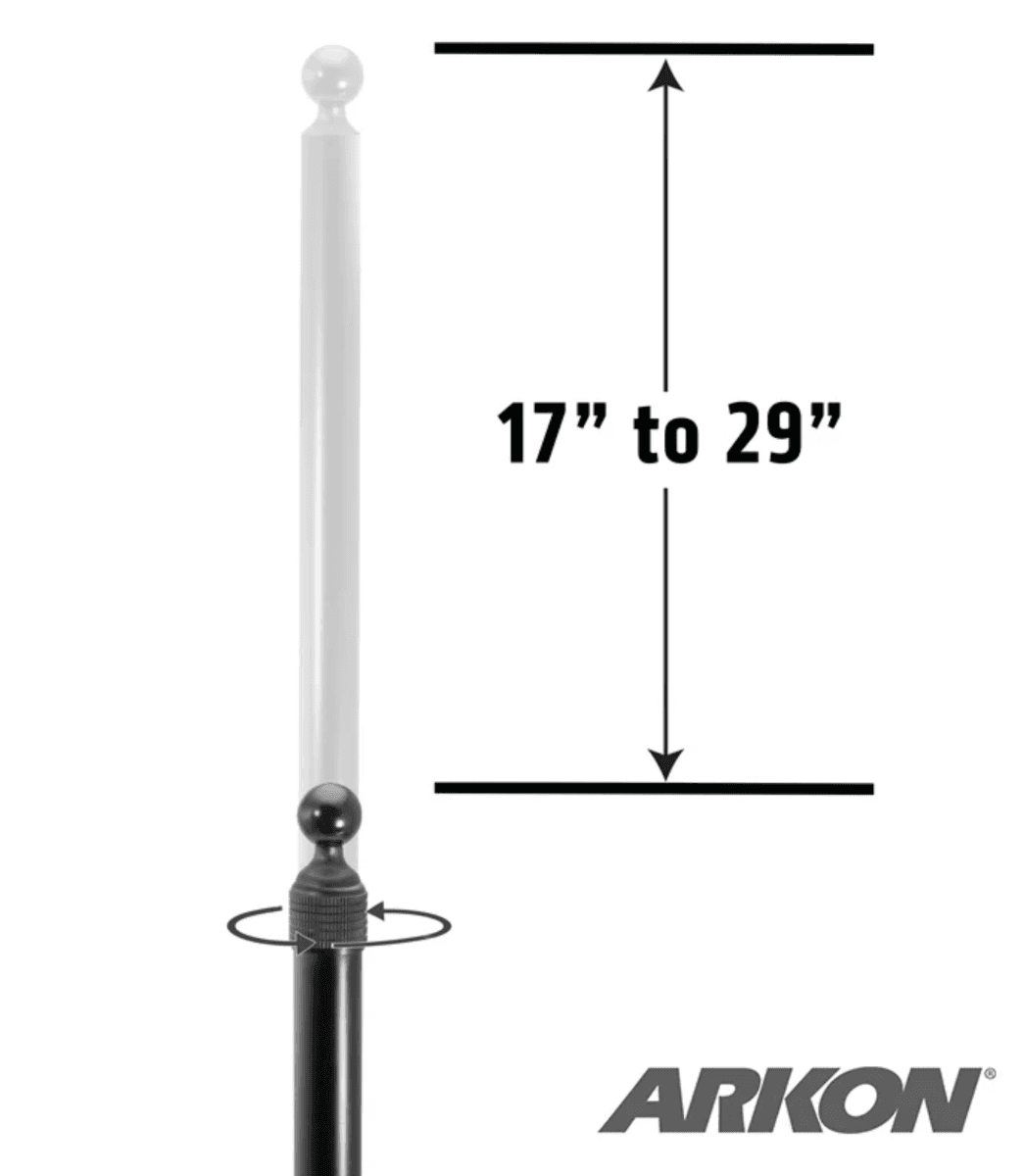 Arkon Clamp and Extendable 17-29 inch Pole with 25mm (1 inch) Ball