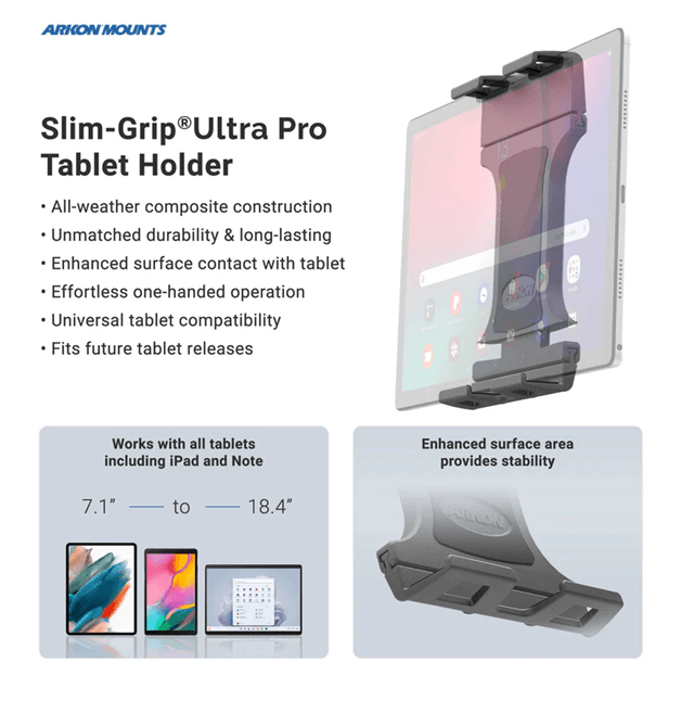 Arkon Slim-Grip Ultra Pro Universal Tablet Holder w/ AMPS mounting pattern