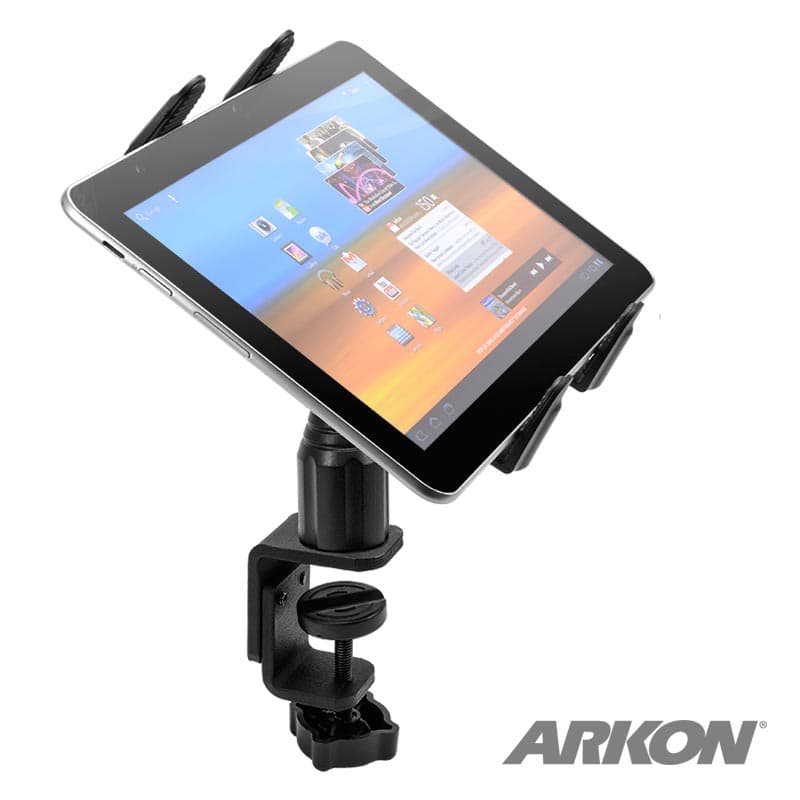 Arkon Tablet Mount Bundle 4in Adjustable Height C-Clamp Mount with Universal Tablet Holder