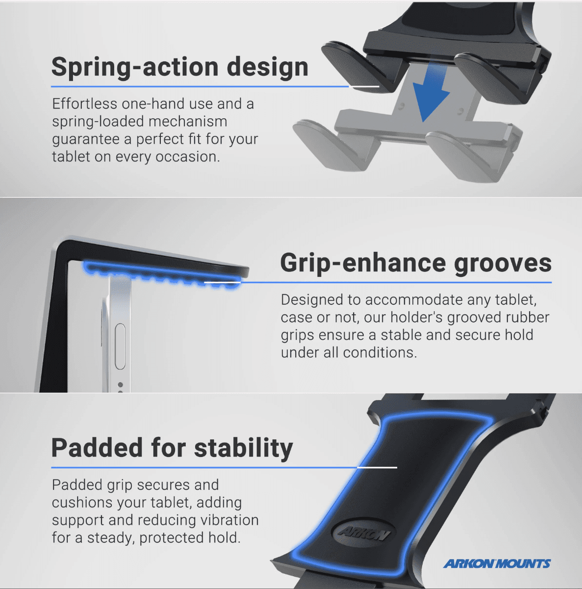 Arkon Tablet Mount Bundle Robust Base Windshield / Dashboard Mount