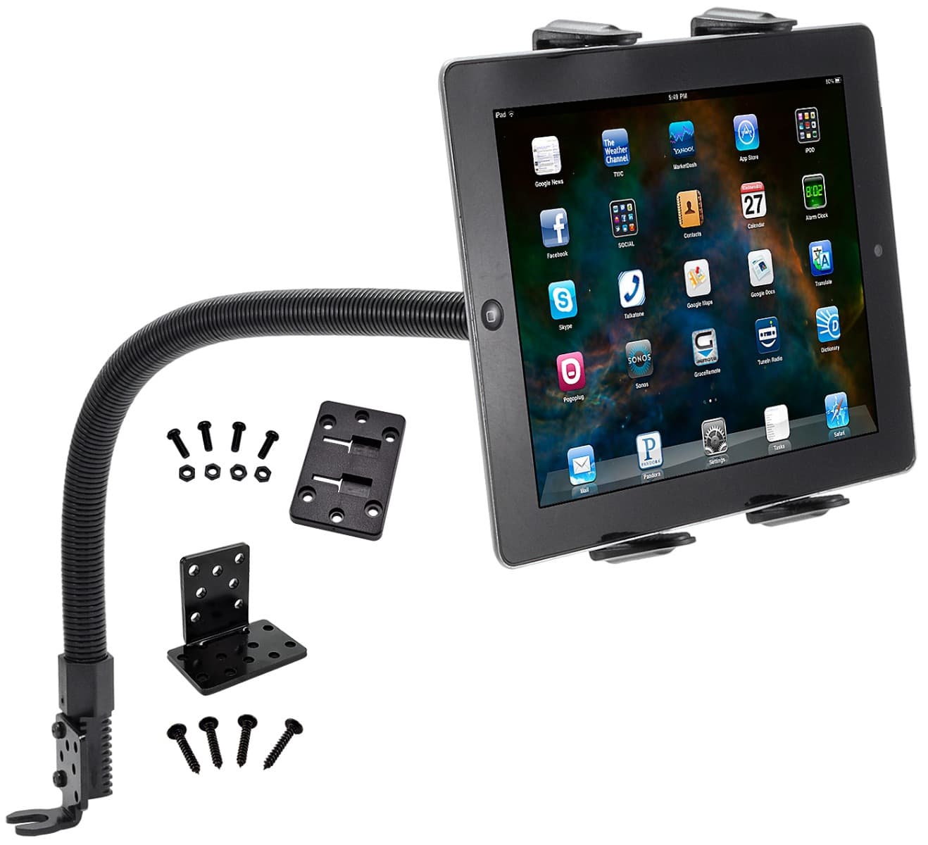 Arkon Tablet Mount 22in Flexible Gooseneck Seat Rail Floor Mount