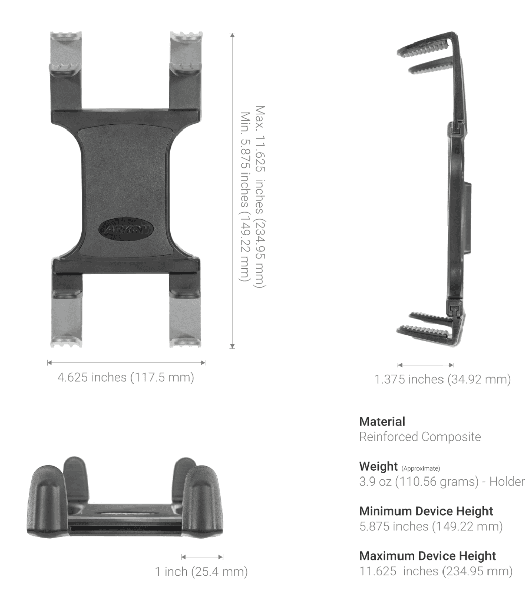 Arkon Car or Truck Seat Rail Universal Slim-Grip® Tablet Mount with 28 inch Gooseneck