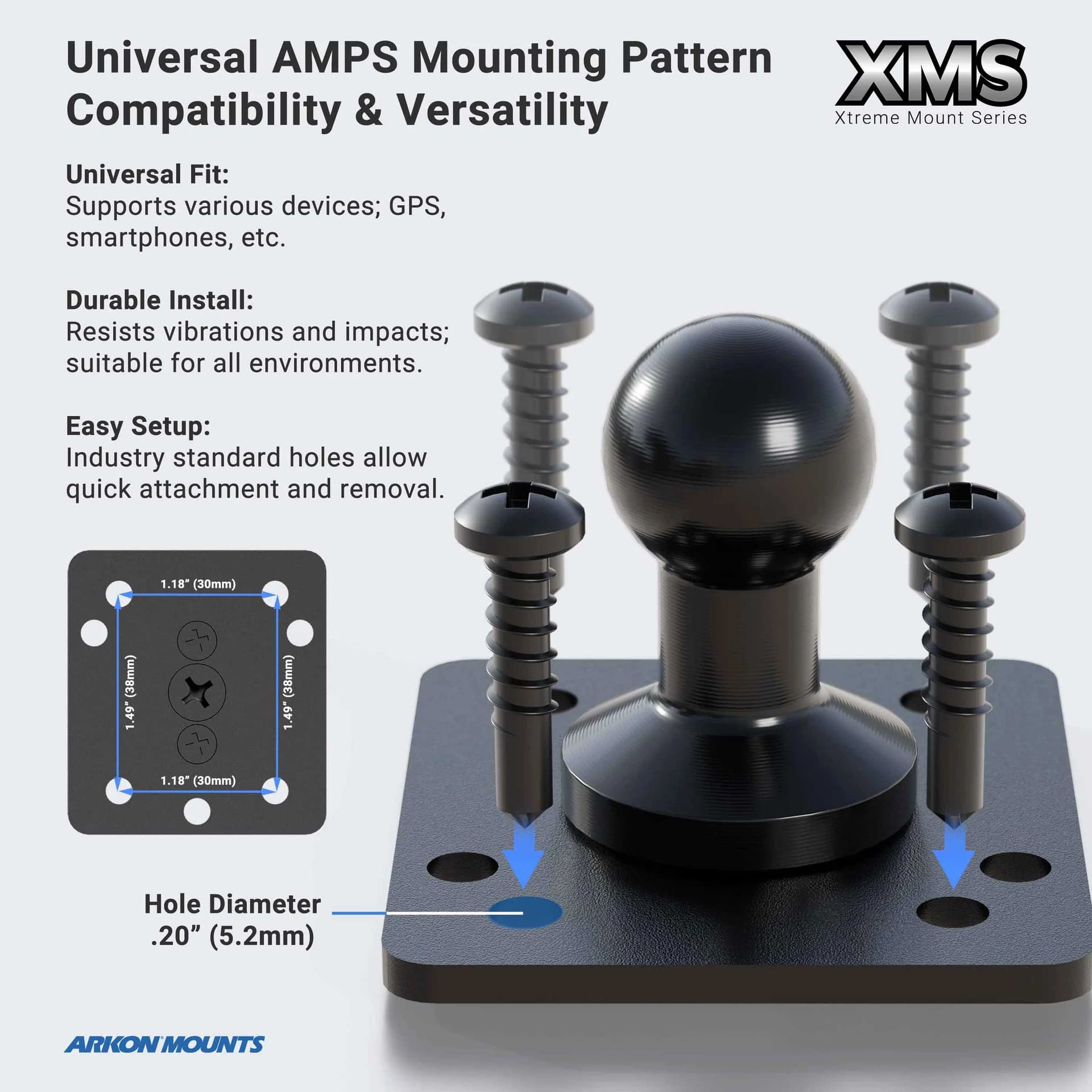 Arkon Slim-Grip® Universal Tablet Holder with 20mm Metal Ball