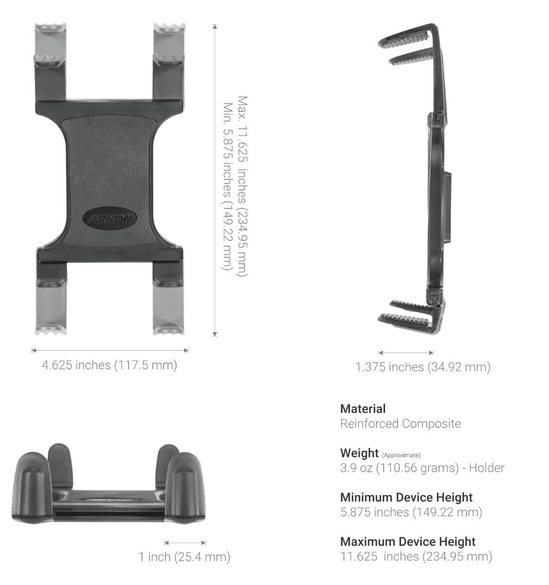 Arkon Robust Headrest Slim-Grip® Tablet Mount for iPad, Note, and more