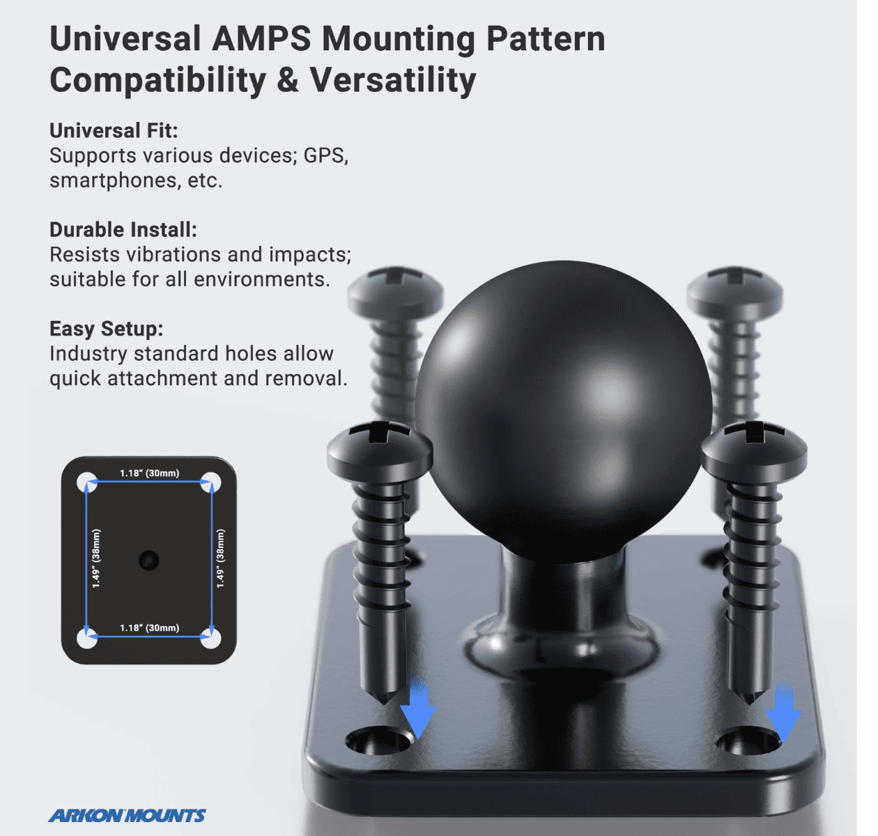 Arkon Powered Locking Tablet Mount with Magnetic Lightning Charge Cable for Commercial and Enterprise