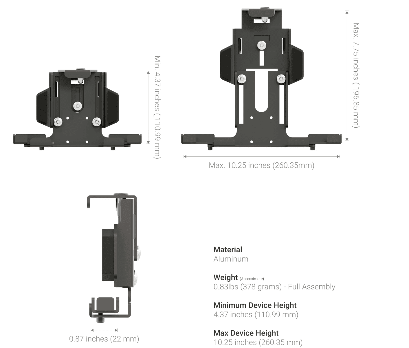 Arkon Locking Aluminum Tablet Mount with Key Lock
