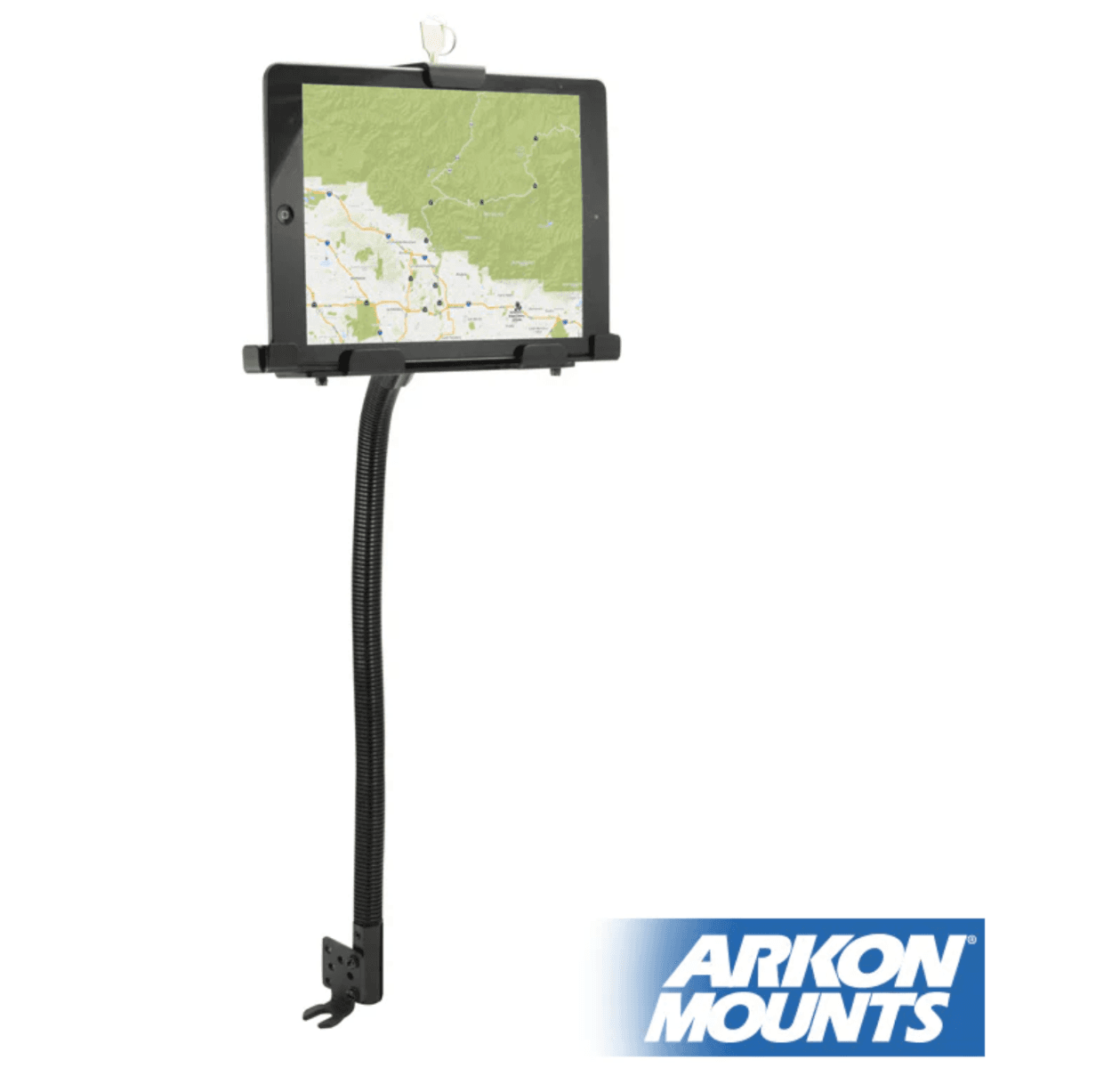 Arkon Metal Seat Rail Locking Tablet Holder with adjustable arm for car or trucks, works with iPad
