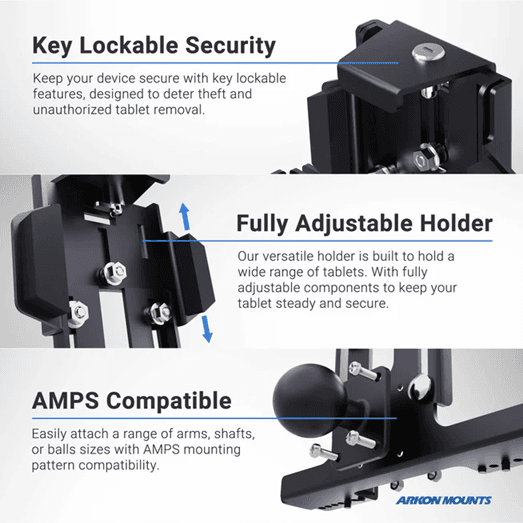 Arkon LockVise Metal Locking Tablet Holder with Clamp Mount