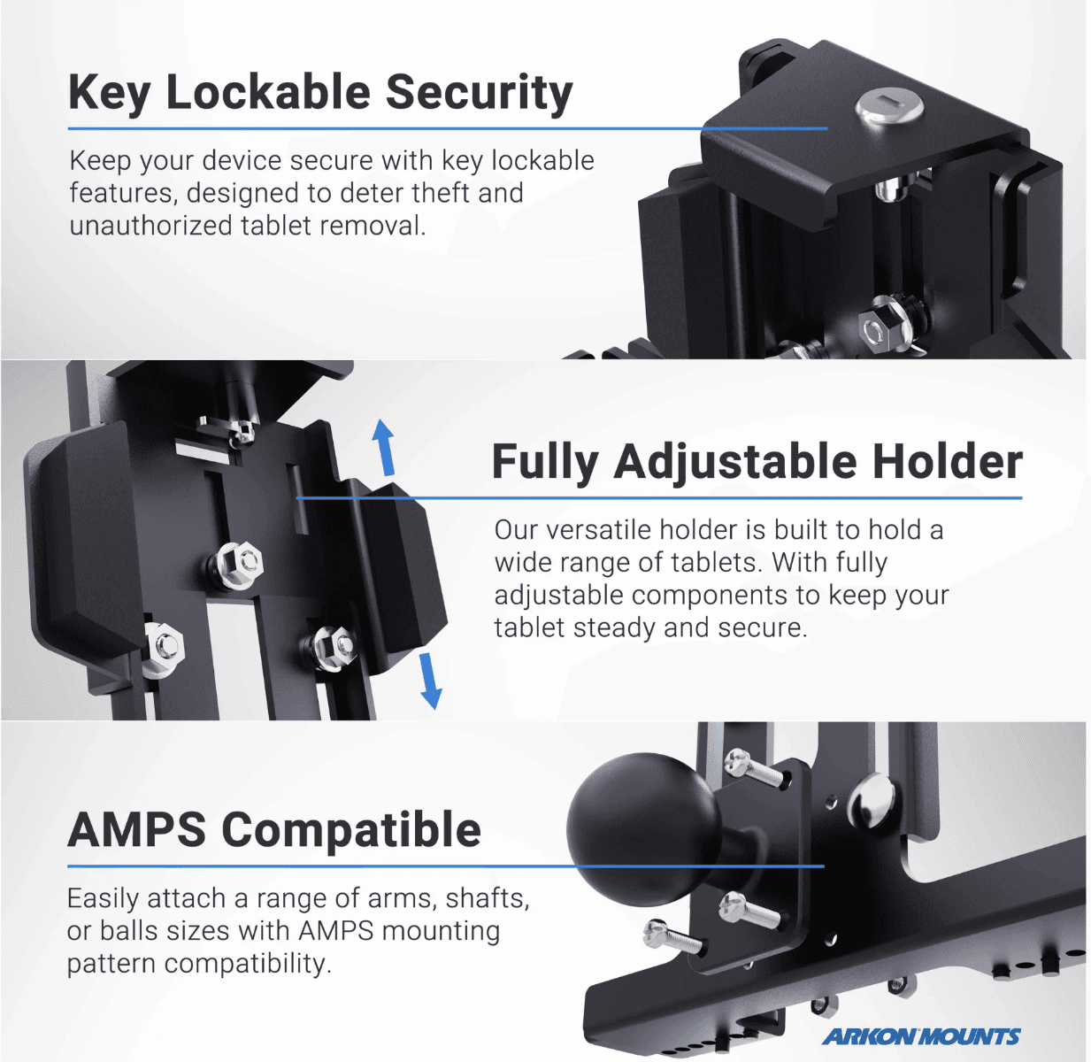 Arkon Robust Locking Headrest Tablet Mount for iPad, Note, and more