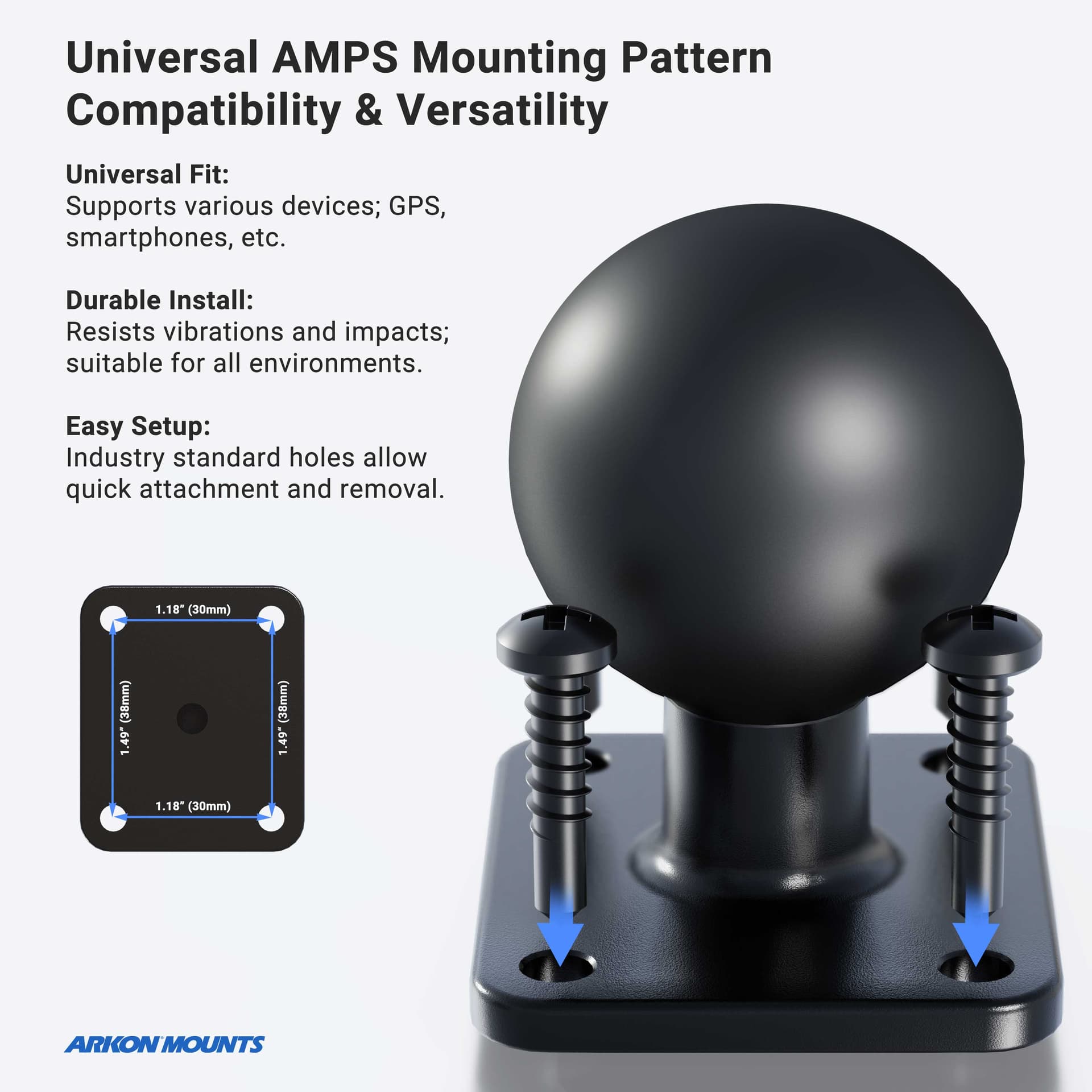 Arkon LockVise™ Locking Tablet Clamp Mount with 38mm Ball Compatibility - 5.75"