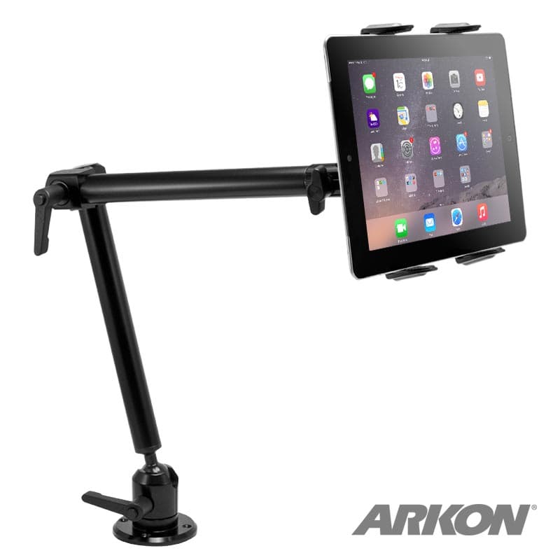 Arkon Tablet Mount Bundle 22in Heavy-Duty Aluminum 4-Hole Drill Base