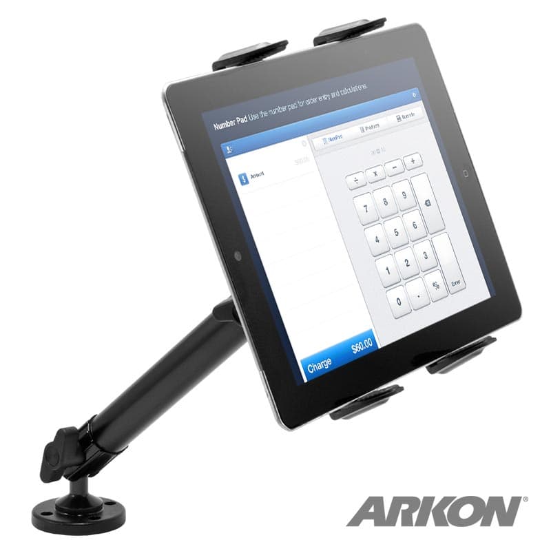 Arkon Tablet Mount Bundle 10in Heavy-Duty Aluminum Mount with 4-Hole Drill Base