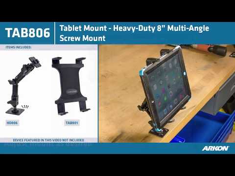 Arkon Tablet Mount Bundle 8in Heavy-Duty Multi-Angle with 4-Hole Drill Base