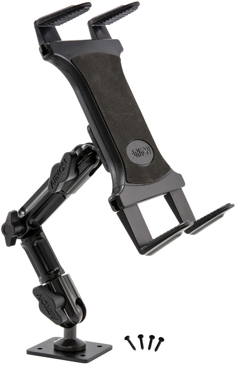 Arkon Tablet Mount Bundle 8in Heavy-Duty Multi-Angle with 4-Hole Drill Base