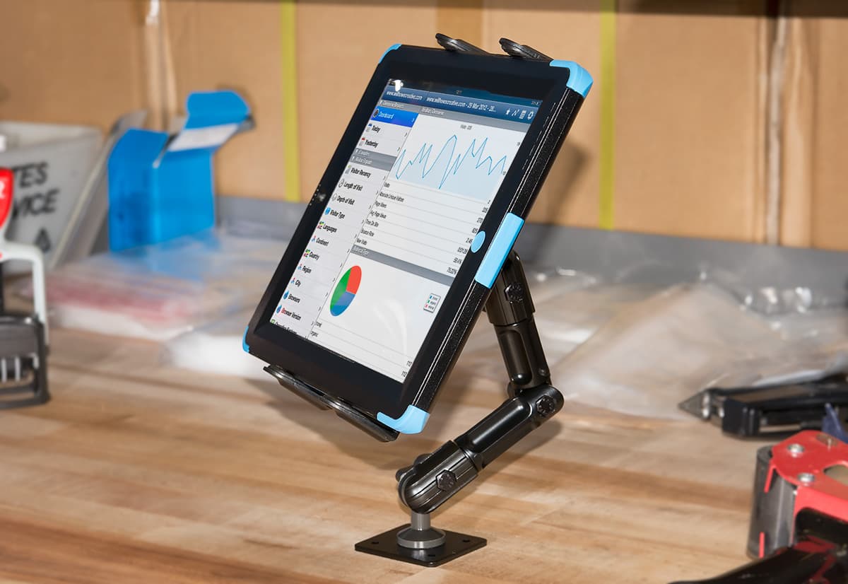 Arkon Tablet Mount Bundle 8in Heavy-Duty Multi-Angle with 4-Hole Drill Base
