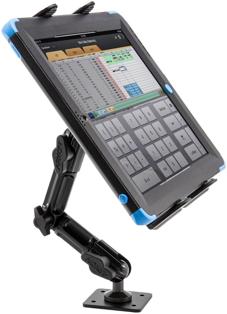Arkon Tablet Mount Bundle 8in Heavy-Duty Multi-Angle with 4-Hole Drill Base