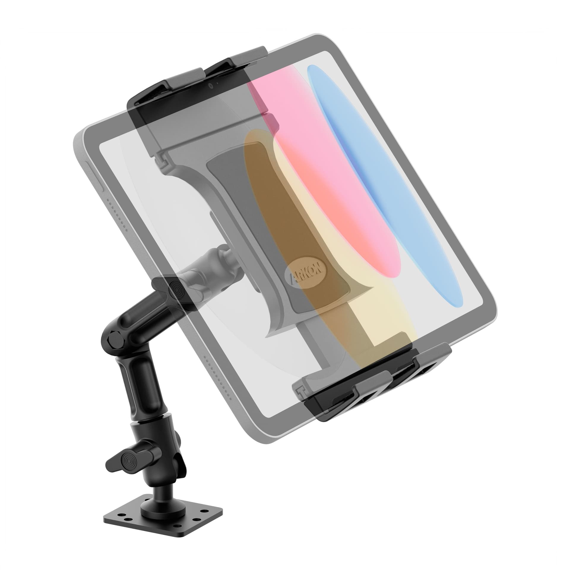 Arkon Slim-Grip® Ultra Pro Tablet Holder with Multi-Angle Arm and Drill-Base Mount - Image 1