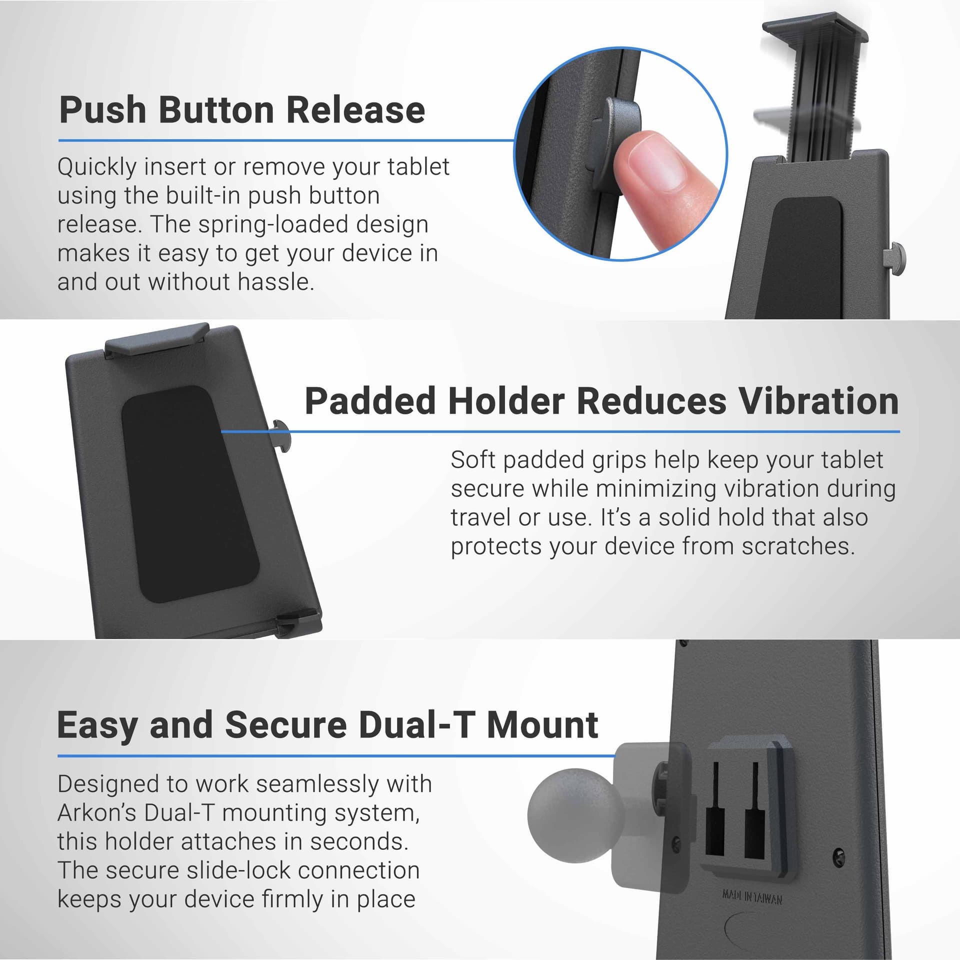 Arkon Universal Push-Button Tablet Cup Holder Mount