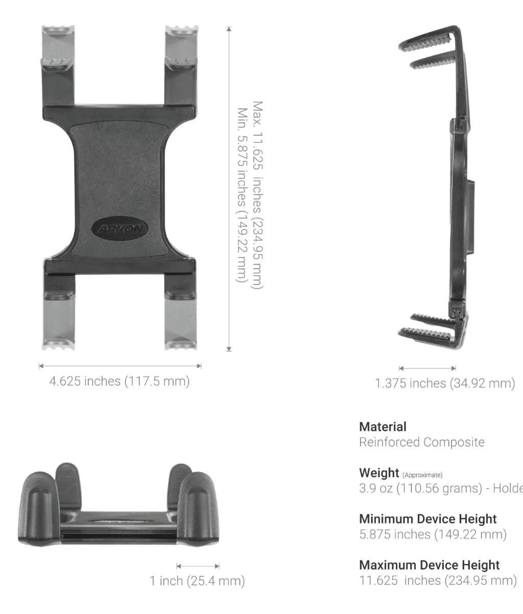Arkon Windshield Suction Slim-Grip® Tablet Mount for iPad, Note, Tab and more