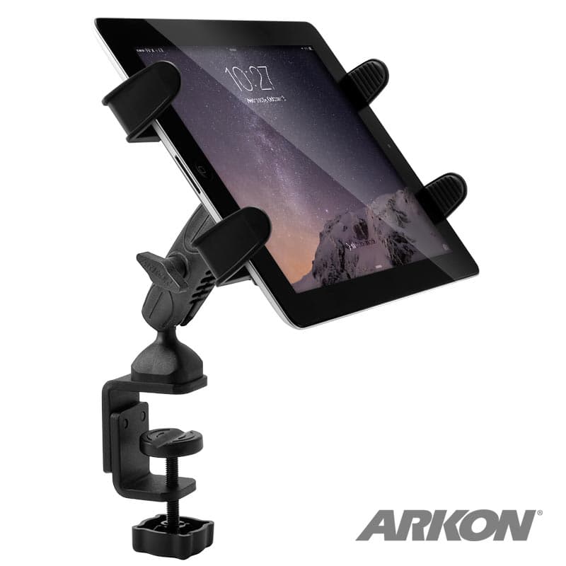 Arkon Heavy-Duty Clamp Tablet Mount for Tripods, Carts, Tables, Desks for iPad Air 2, iPad 4, 3, 2, Galaxy