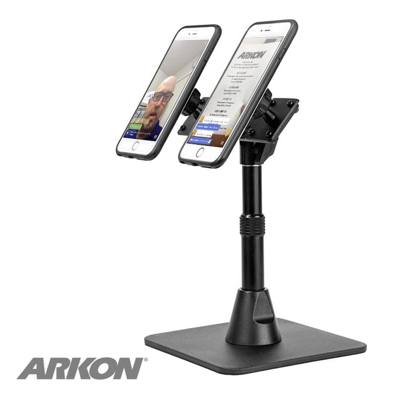 Arkon TW Broadcaster Dual Phone Magnetic Mount Desk Stand for Live Streaming Periscope Facebook Live