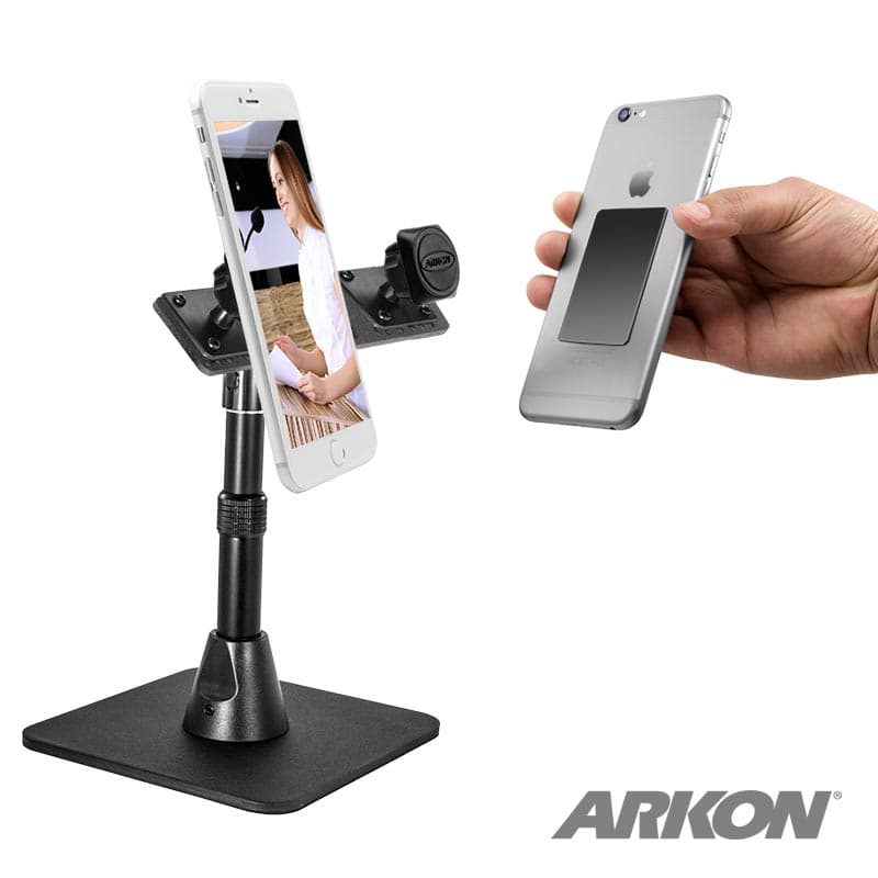 Arkon TW Broadcaster Dual Phone Magnetic Mount Desk Stand for Live Streaming Periscope Facebook Live
