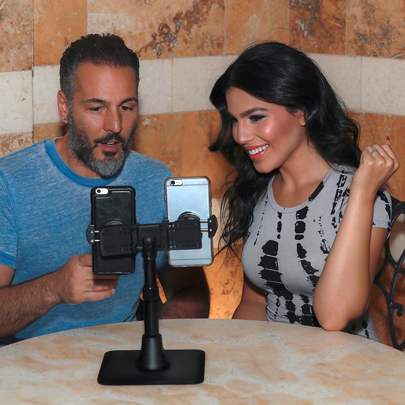 Arkon TW Broadcaster Pro Stand - Dual Phone Desk Stand for Live Streaming Periscope Facebook Live