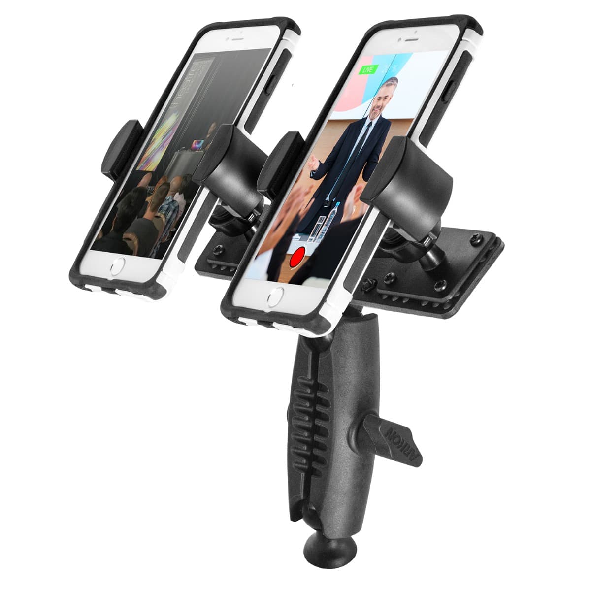 Arkon TW Broadcaster Pro - Side-by-Side Phone Tripod Mount for Live Streaming on Periscope Facebook Live