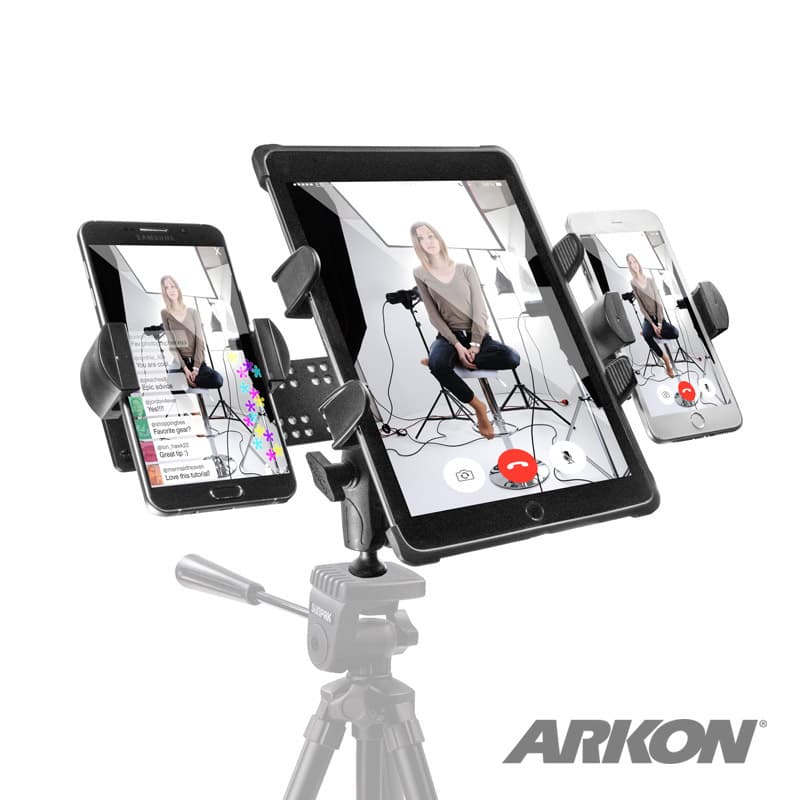Arkon TW Broadcaster TriStreamer Tripod Adapter for Tablet and Dual Phone Live Streaming Video