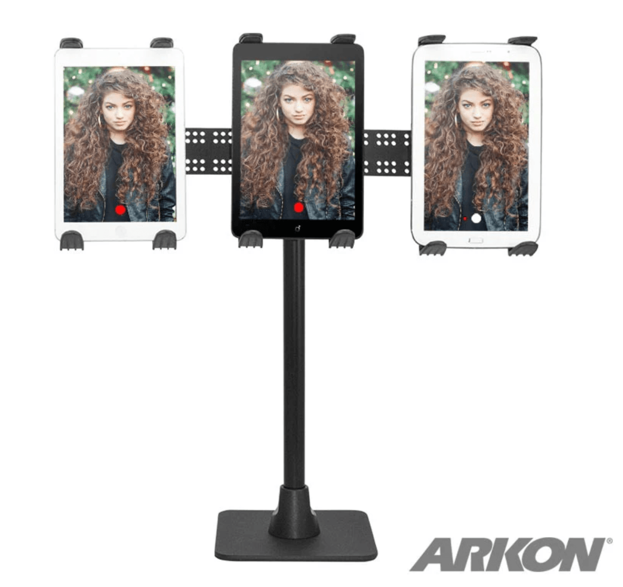 Arkon TW Broadcaster TriStreamer Triple Tablet Holder 29-inch Countertop or Desk Stand for Live Streaming