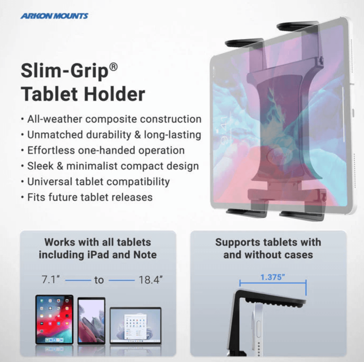 Arkon TW Broadcaster TriStreamer Triple Tablet Holder 29-inch Countertop or Desk Stand for Live Streaming