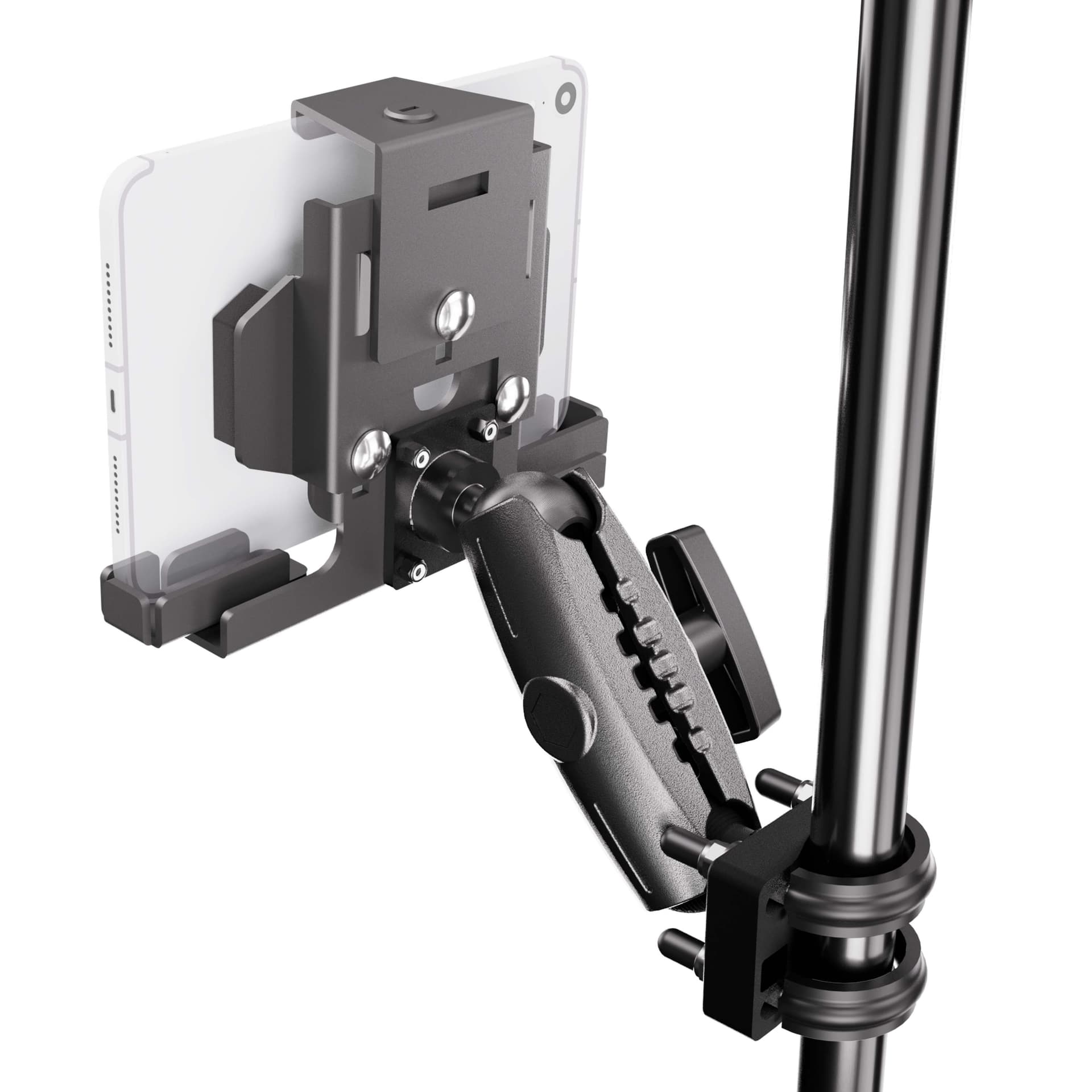 XMS™ U-Bolt Mount with LockVise™ Metal Locking Tablet Holder - 1" - 1.25" Dia.