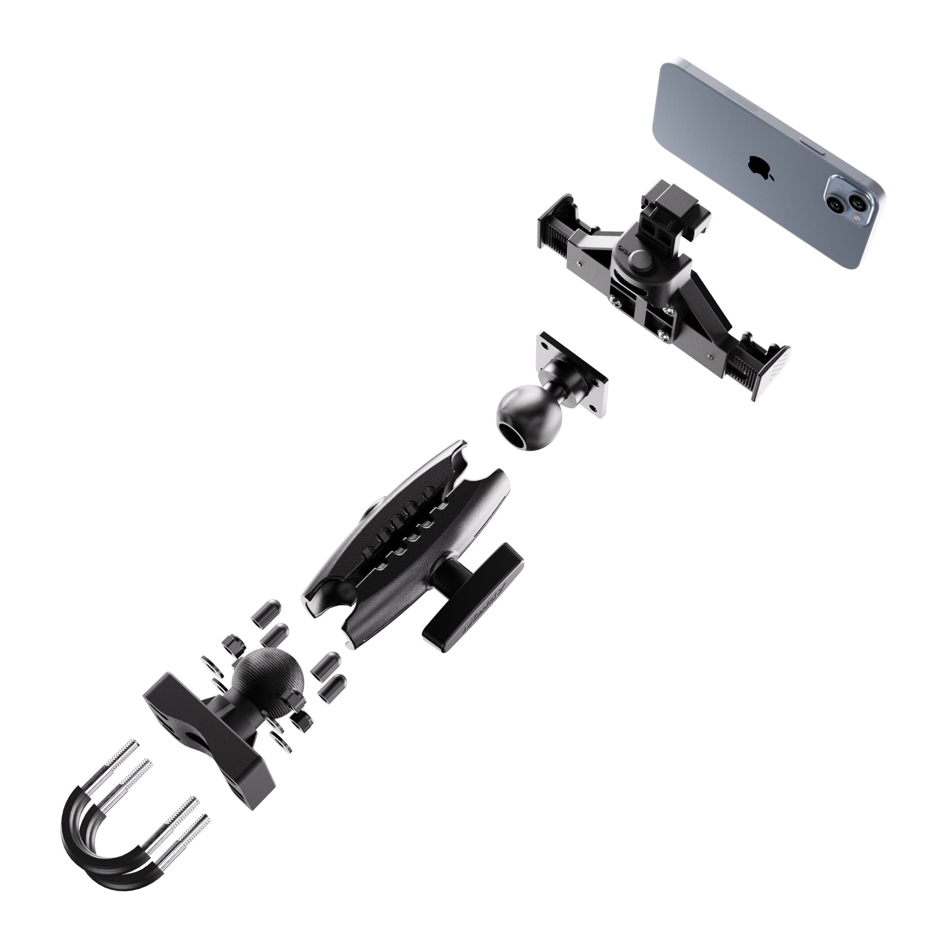 XMS™ U-Bolt Mount with LockVise™ Locking Phone Holder - 1.75" - 2" Dia.