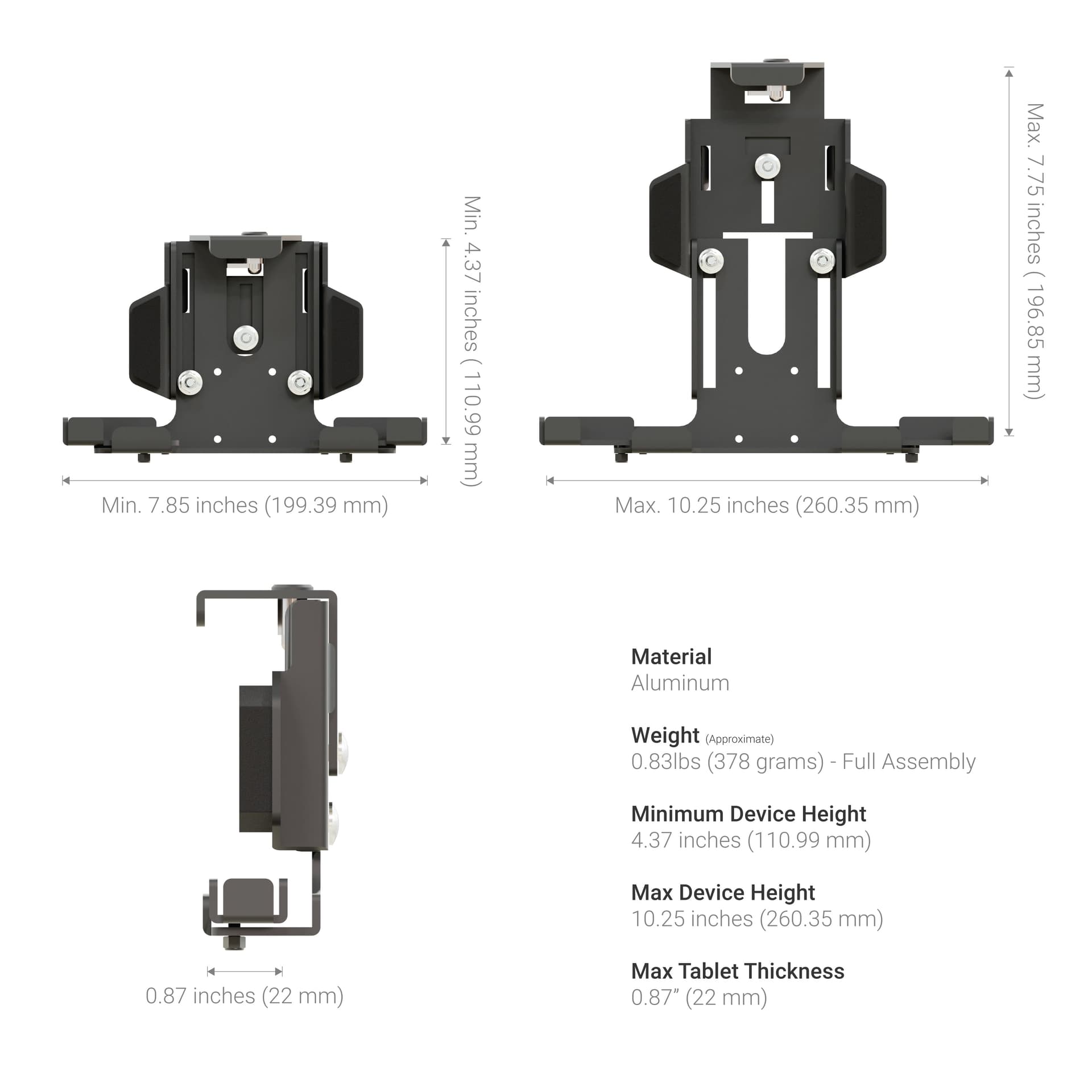 XMS™ U-Bolt Mount with LockVise™ Metal Locking Tablet Holder - 1.75" - 2" Dia.