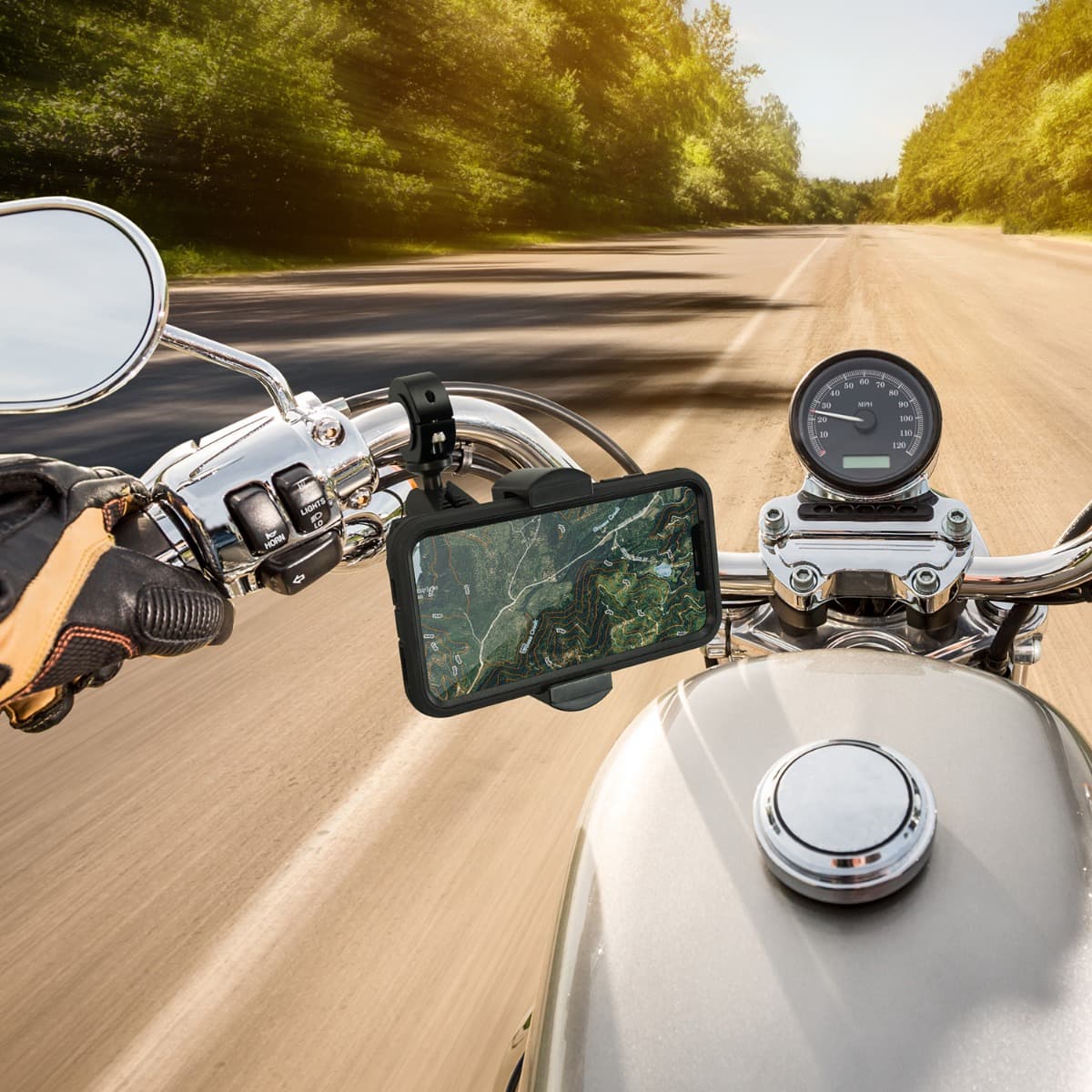 Arkon RoadVise® XL 25mm Robust Aluminum Motorcycle Handlebar Phone and Midsize Tablet Mount