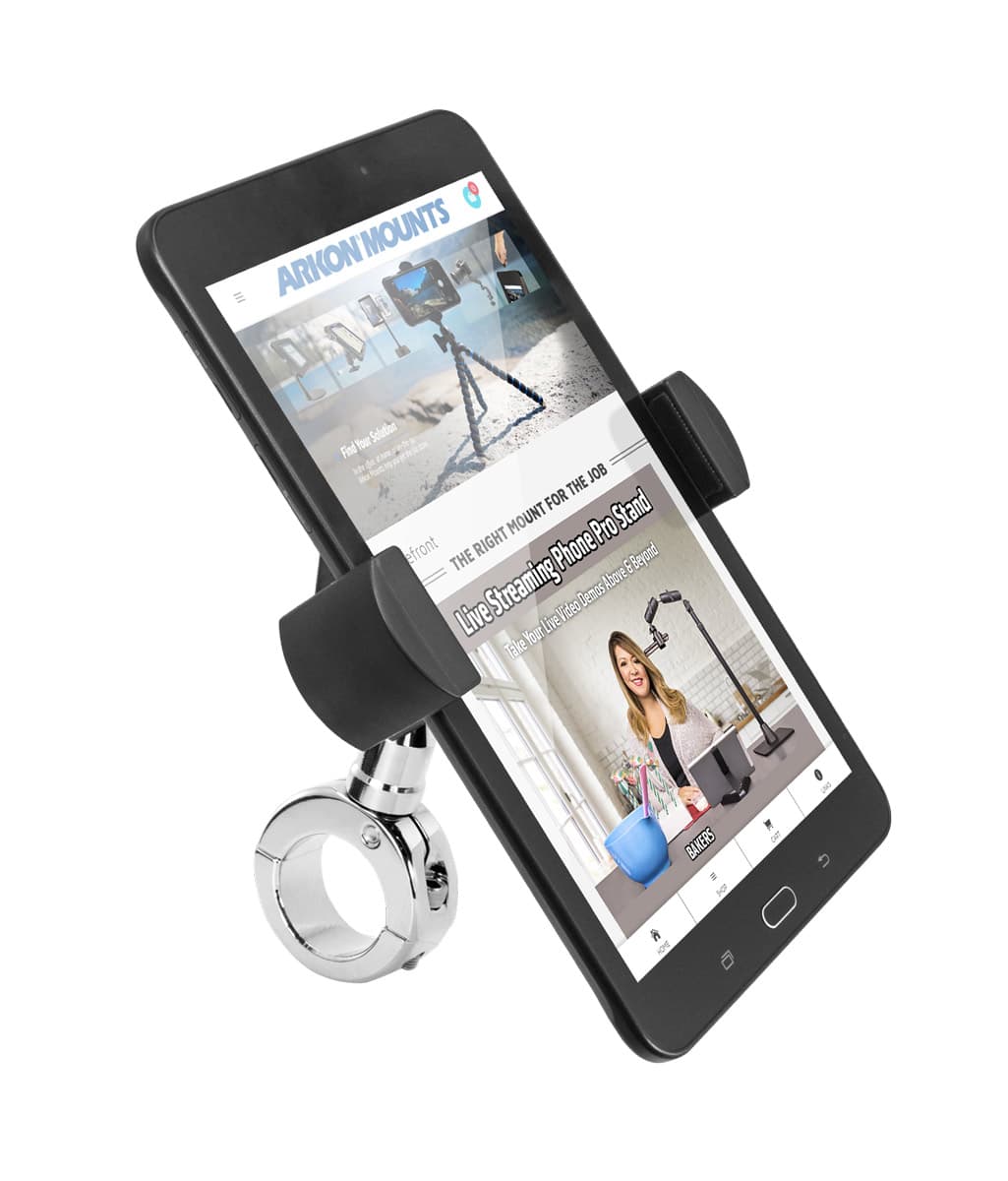 Arkon RoadVise® XL Motorcycle Midsize Tablet and Phone Mount - Chrome Aluminum