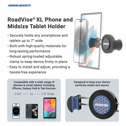 Arkon RoadVise XL Holder with Circular Drill-Base Mount