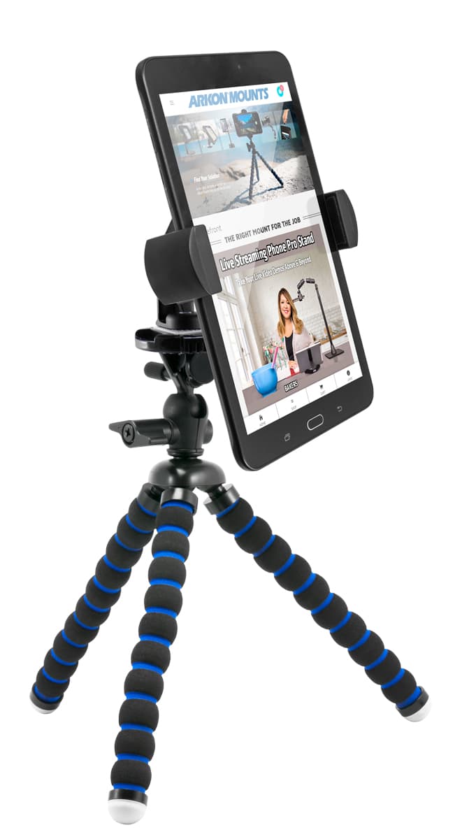 Arkon 11inch Tripod Mount with RoadVise XL Phone and Midsize Tablet Holder for Live Streaming