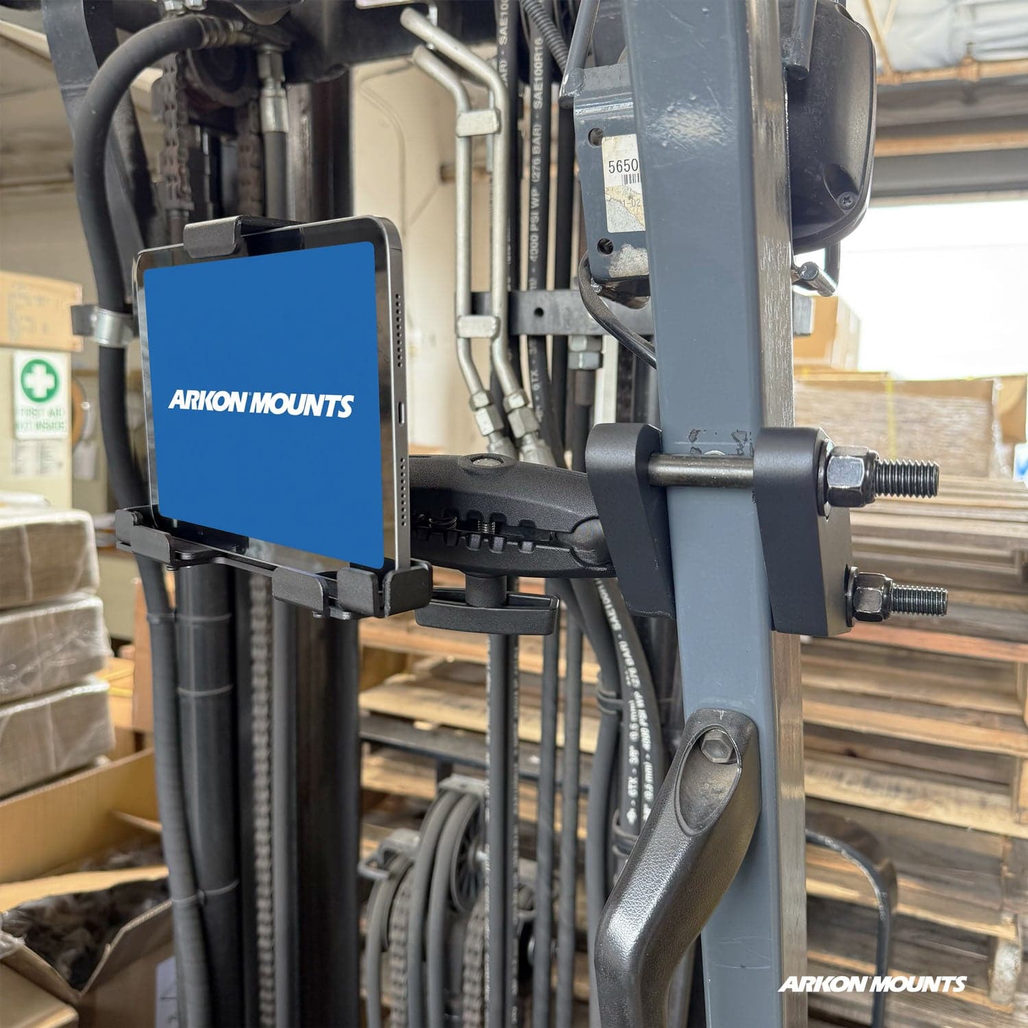 XMS™ Heavy Duty Forklift Mount with LockVise™ Metal XL Locking Tablet Holder - 5-inch