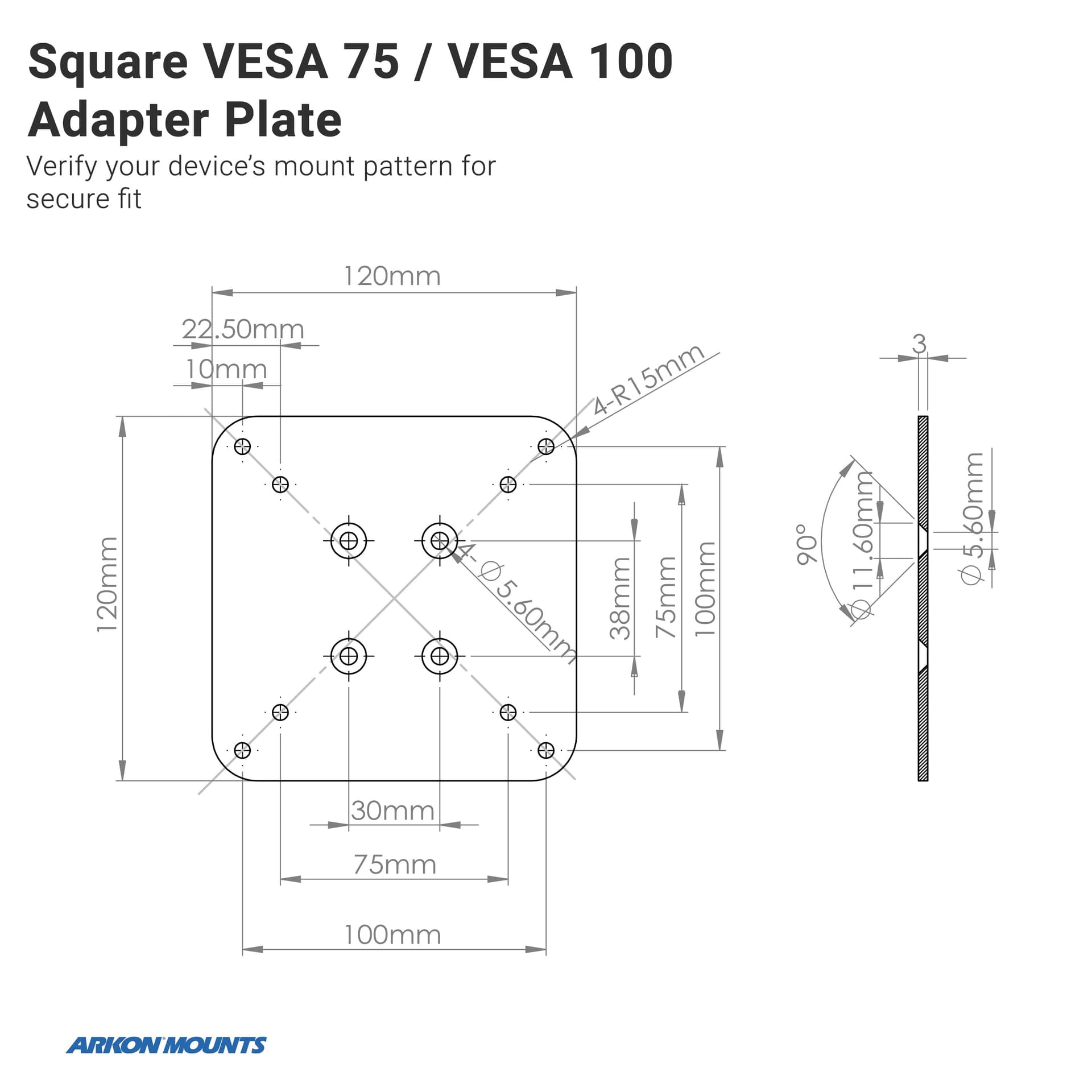 XMS™ Heavy Duty Forklift Mount with VESA Adapter Plate - 8.5-inch