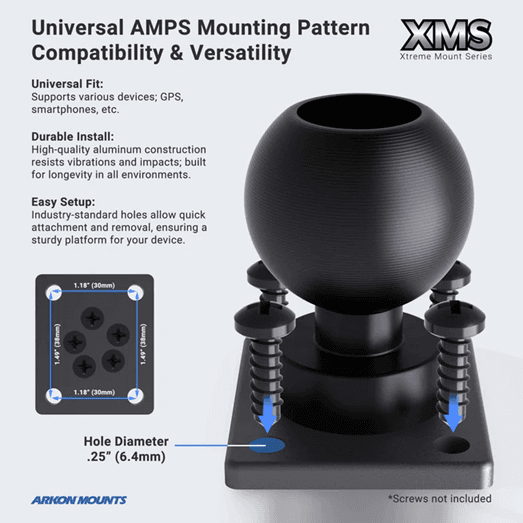 Arkon XMS 7.75" Aluminum AMPS Drill-Base Mounting Pedestal - 38mm Compatible