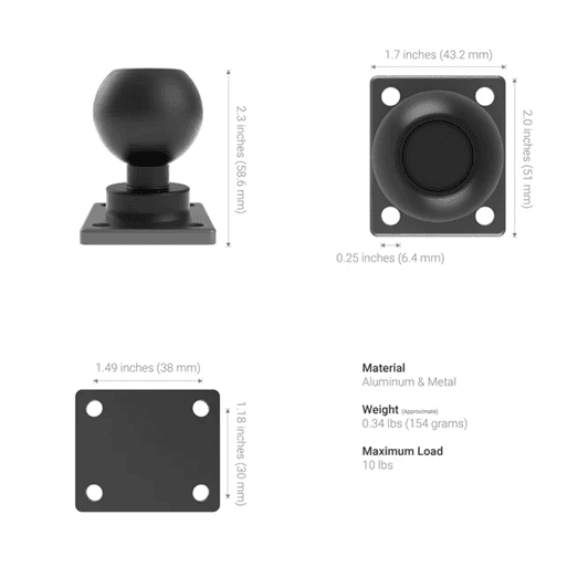 Arkon XMS 7.75" Aluminum AMPS Drill-Base Mounting Pedestal - 38mm Compatible